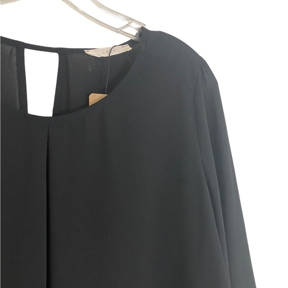 LUSH Black Flowy Collarless Blouse Women Size Small - HSH1353 - Picture 5 of 6